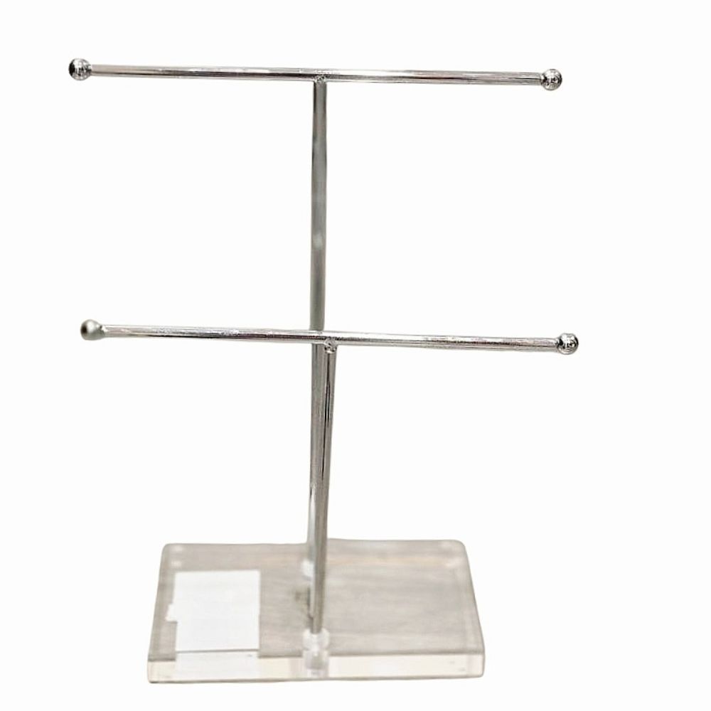 At Home Acrylic Base Silver Jewelry Display Bar Organizer
